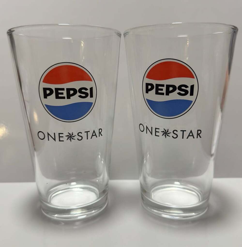 Pepsi One Star Pint Glasses Set of 2 Clear Glass